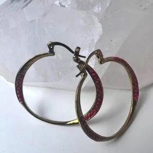 Small Red Beaded Hoop Earrings
